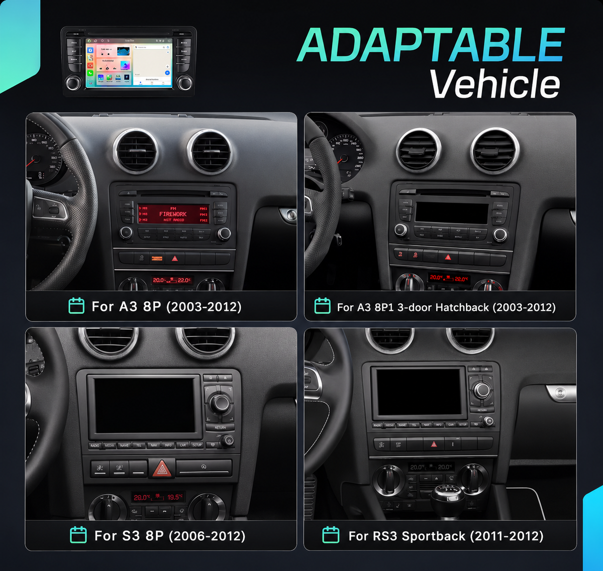 Audi A3/S3/RS3 (2003-2012) Apple Carplay/Android Auto Radio Stereo image 2
